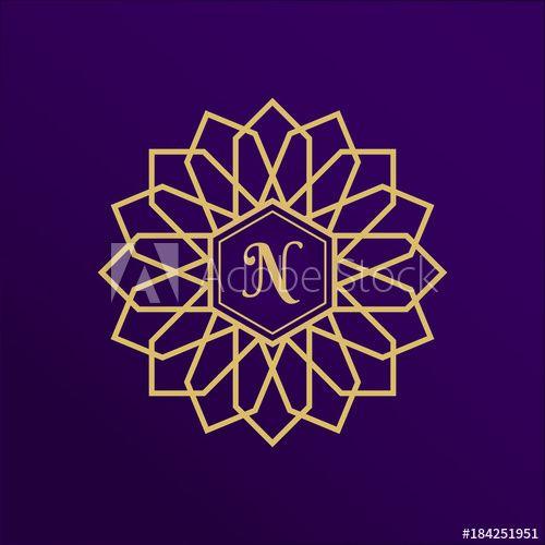 Gold Flower Company Logo - Golden flower logo design. New arabic geometric vector logotype