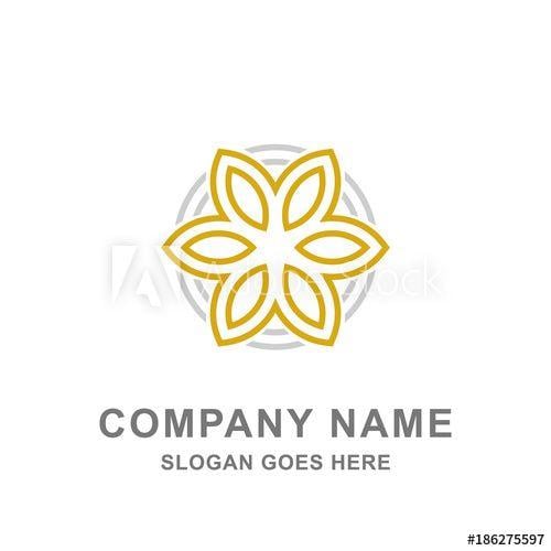 Gold Flower Company Logo - Geometric Gold Flower Star Ornament Logo Vector this stock