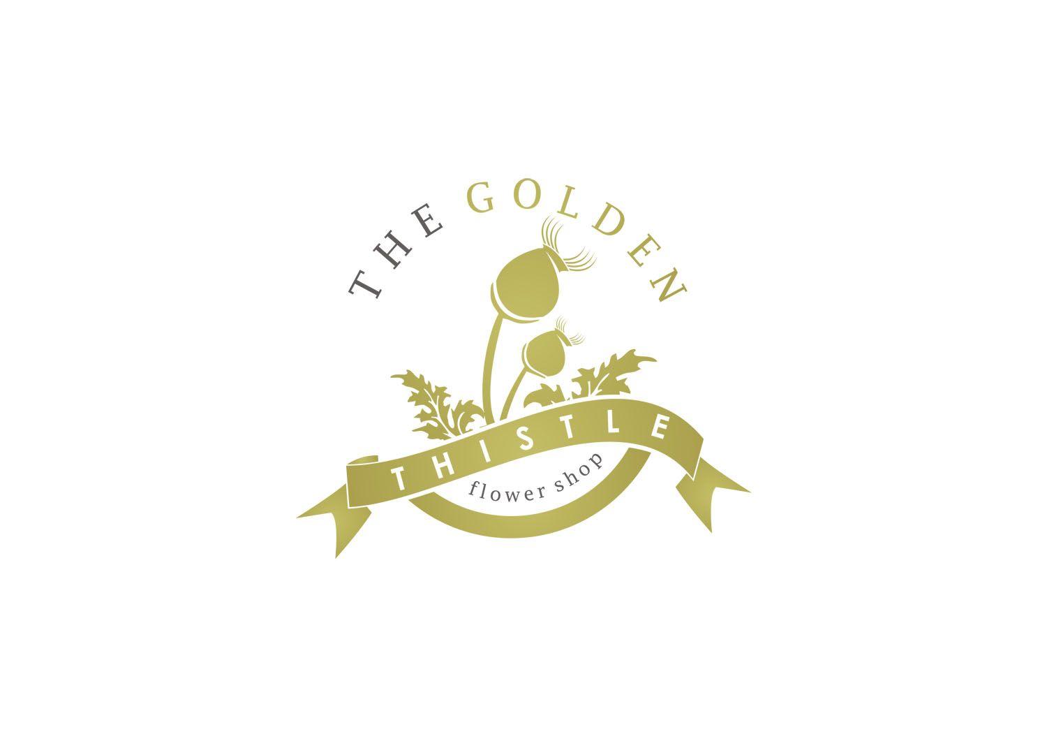 Gold Flower Company Logo - Elegant, Traditional, Florist Logo Design for The Golden Thistle