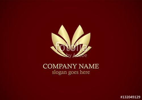 Gold Flower Company Logo - abstract lotus flower gold business logo