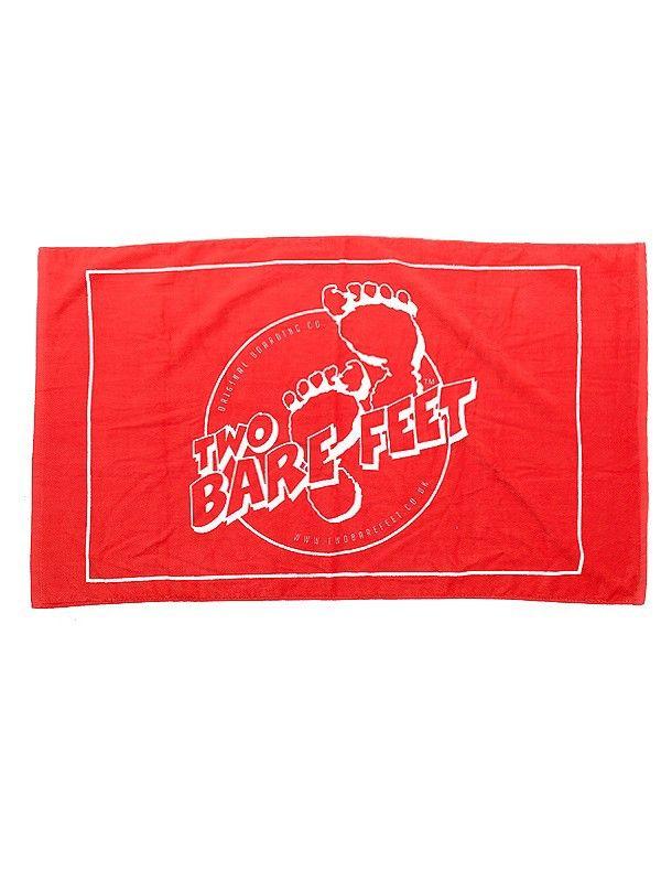 Two Red Rectangle Logo - Two Bare Feet Classic Logo Beach Towel (Red)