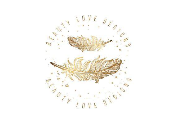 Gold Feather Logo - Custom logo design gold feather logo round photography gold | Etsy