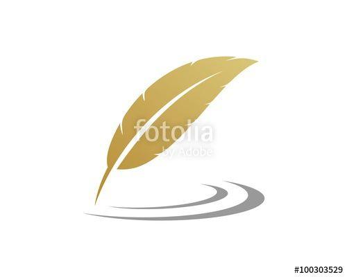 Gold Feather Logo - Gold Feather Pen Swoosh Logo Template