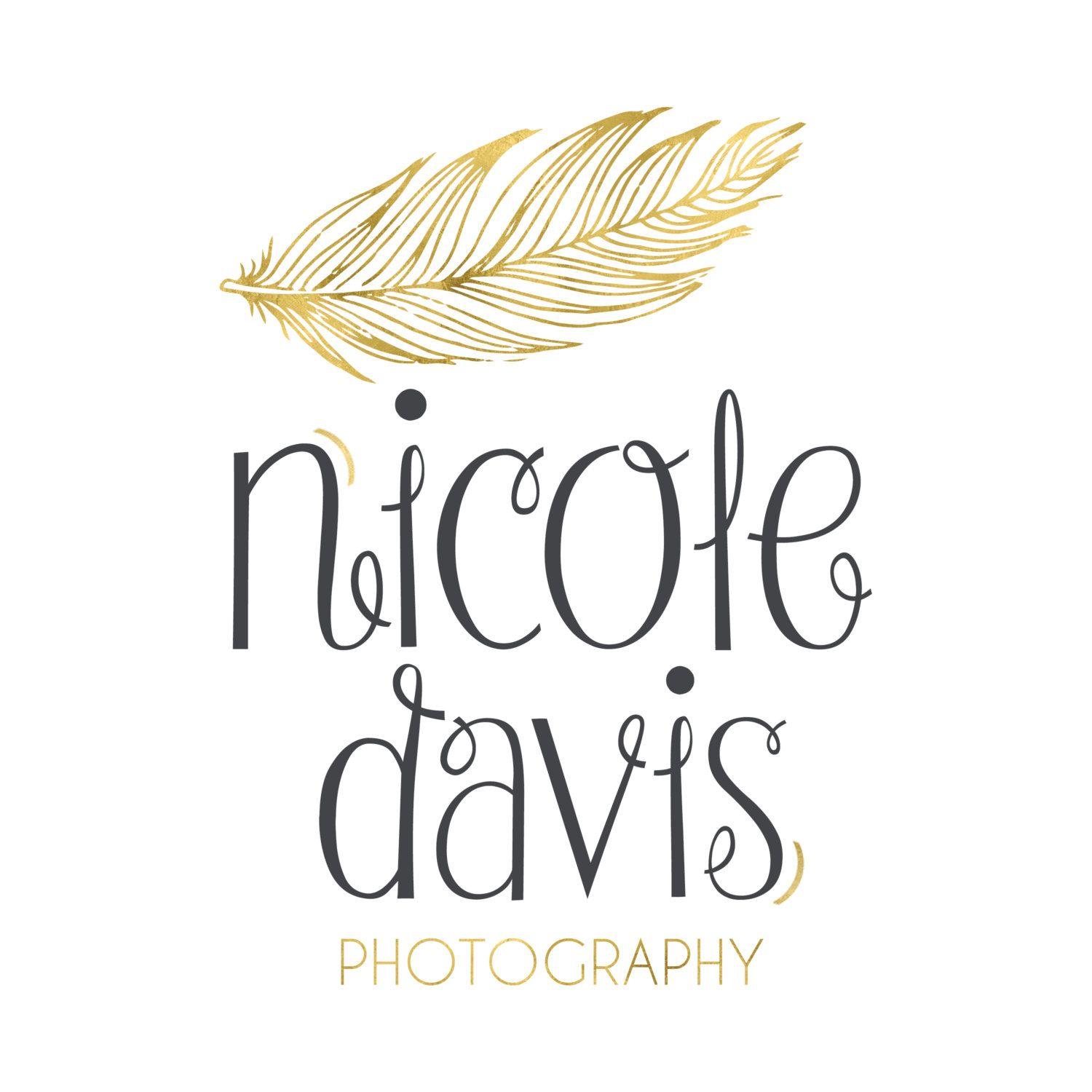 Gold Feather Logo - Gold Feather Logo and Watermark PL06 | Posy Prints Design
