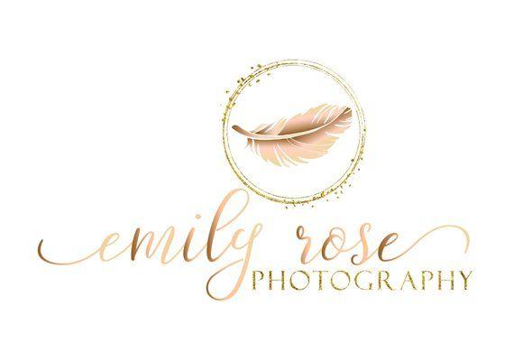 Gold Feather Logo - DIGITAL Feather logo pink gold feather Logo feather graphic | Etsy