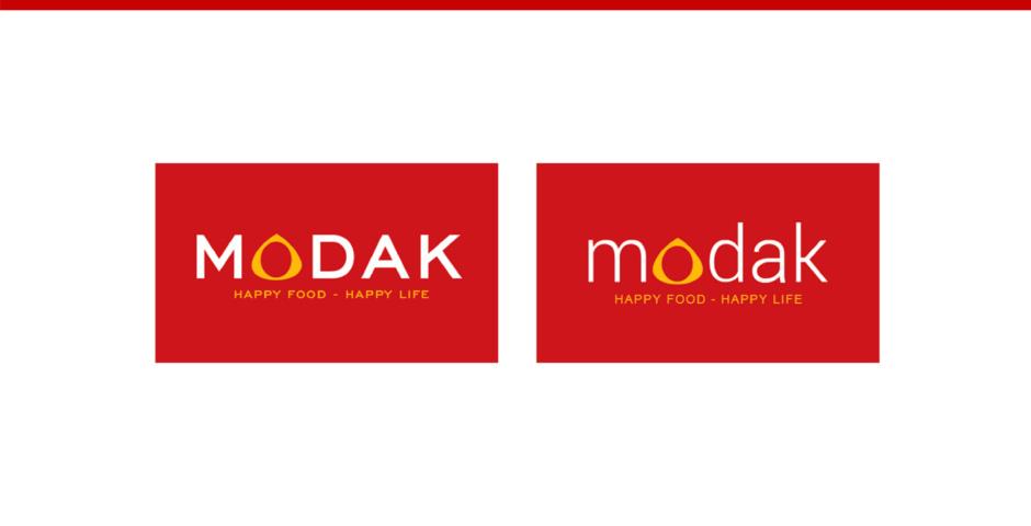 Two Red Rectangle Logo - Logo Design Steps for Food App - Modak - LogopieLogopie