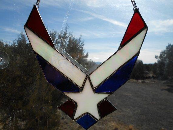 Red White Blue Military Logo - Red White & Blue Air Force logo stained glass