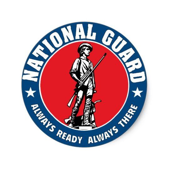 Red White Blue Military Logo - Army National Guard Minuteman Military Logo Classic Round Sticker ...