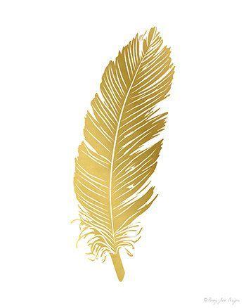 Gold Feather Logo - FeatherPrint, Feather Art Print, Printable Feather, Gold Feather