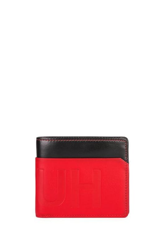 Two Red Rectangle Logo - Two-tone billfold in leather with reverse logo by HUGO BOSS | Spring ...