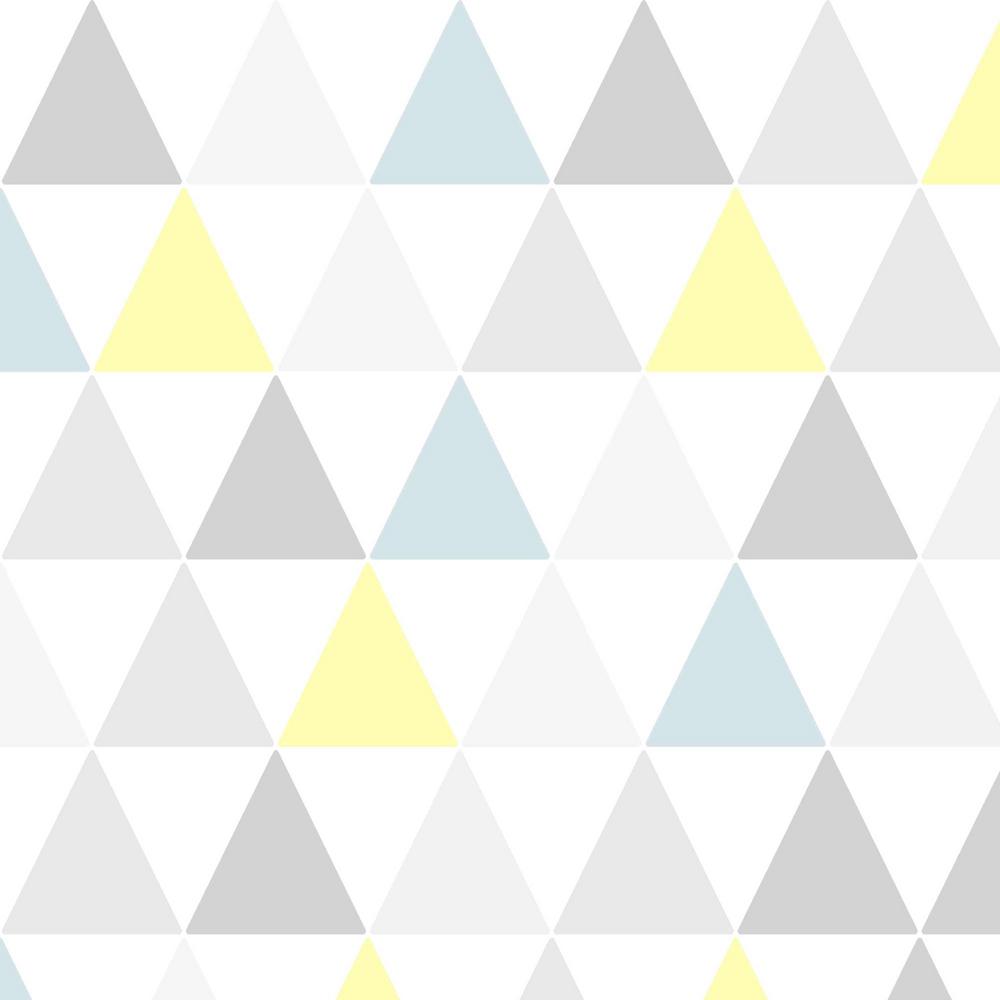 Yellow Blue Triangle Logo - Graham & Brown Symmetry Tarek Yellow / Blue Removable Wallpaper 32
