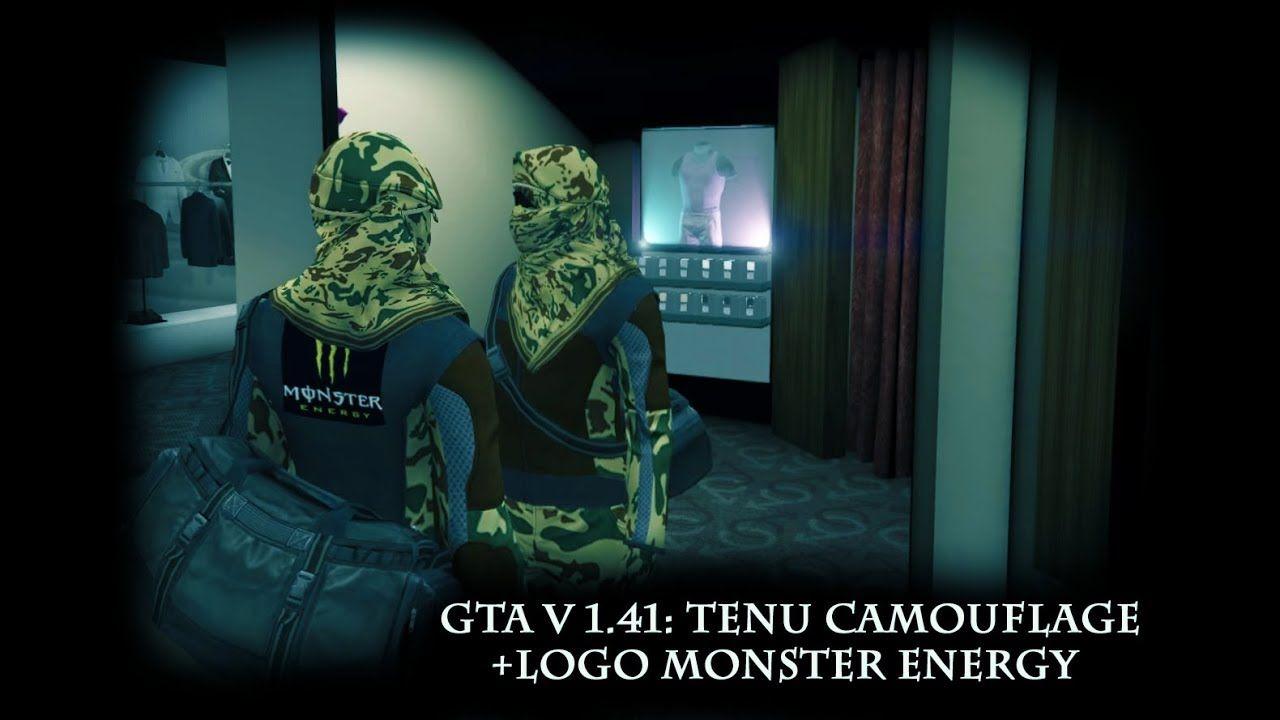 Camo Monster Energy Logo - GTA V:1.41 Glitch TENUE CAMOU!!! + logo Monster Energy - YouTube