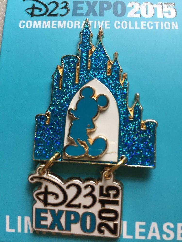 Glitter Disney Logo - Disney Pin D23 Expo 2015 Logo Mickey Sleeping Beauty Castle Dangle ...