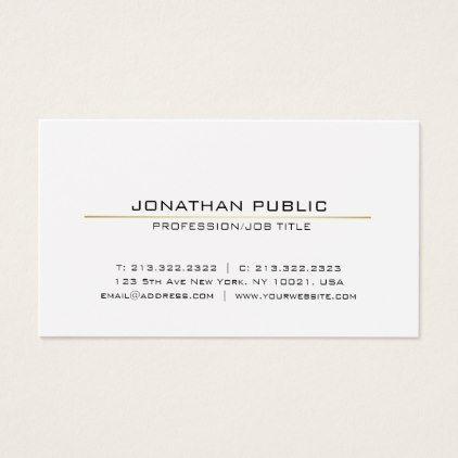 White Gold Sleek Logo - Professional White Gold Sleek Modern Elegant Plain Business Card