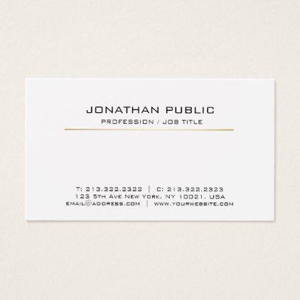 White Gold Sleek Logo - Professional White Gold Sleek Modern Elegant Plain Business Card ...