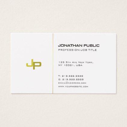 White Gold Sleek Logo - Sleek Monogram Plain Elegant White Gold Creative Business Card