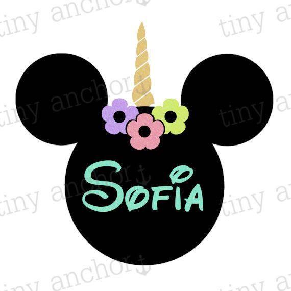 Glitter Disney Logo - Printable Personalized Unicorn Minnie Faux Glitter Disney Vacation ...