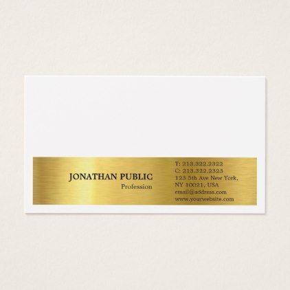 White Gold Sleek Logo - Modern Stylish White Gold Professional Plain Business Card