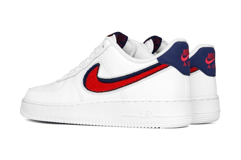 Red and Blue Nike Logo - White Red Nike Air Force 1 '07