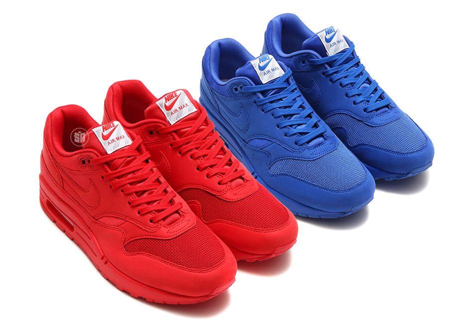Red and Blue Nike Logo - Air Max 1 Tonal Red Blue 875844 600