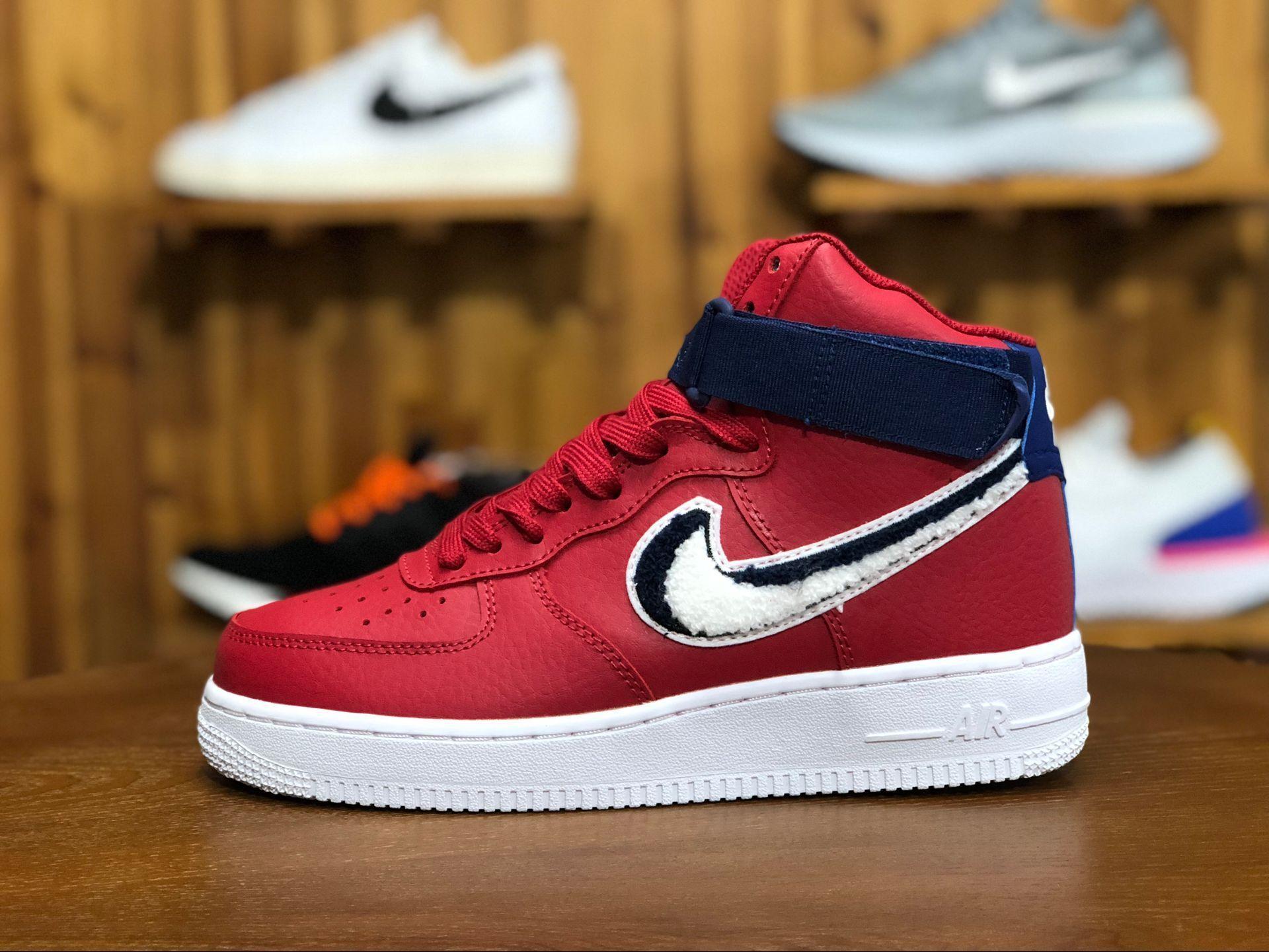 Red and Blue Nike Logo - Buy Nike Air Force 1 High 3D Chenille Swoosh Red White Blue 806403 ...