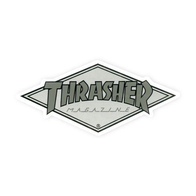 2 Diamond Logo - Thrasher Diamond Logo Sticker 2' x 4.125' Silver