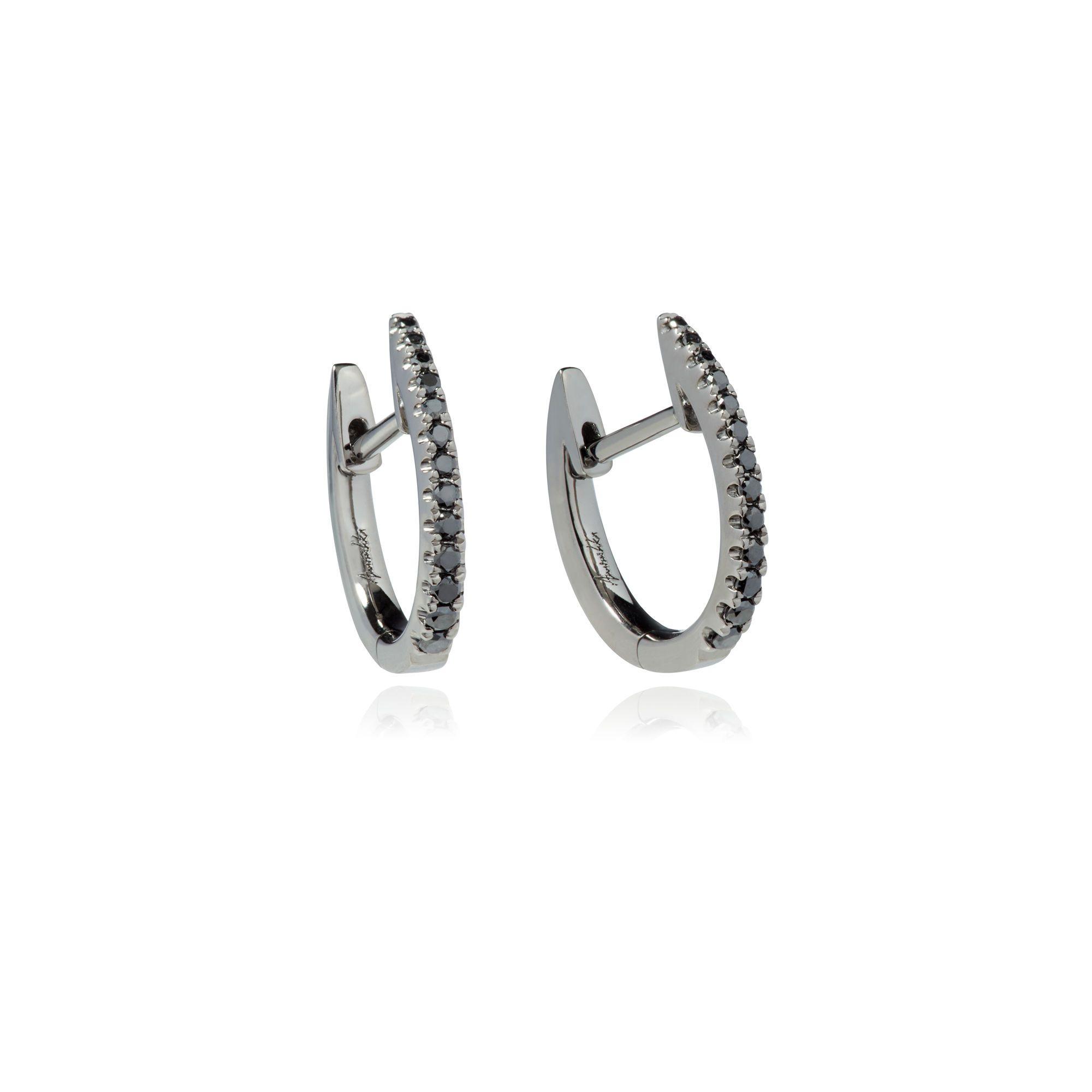White Gold Sleek Logo - Eclipse 18ct White Gold Black Diamond Fine Hoop Earrings — Annoushka ...