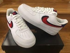 Red and Blue Nike Logo - Nike Air Force 1 Low LV8 3D Chenille Swoosh White Red Blue GS MEN Sz ...