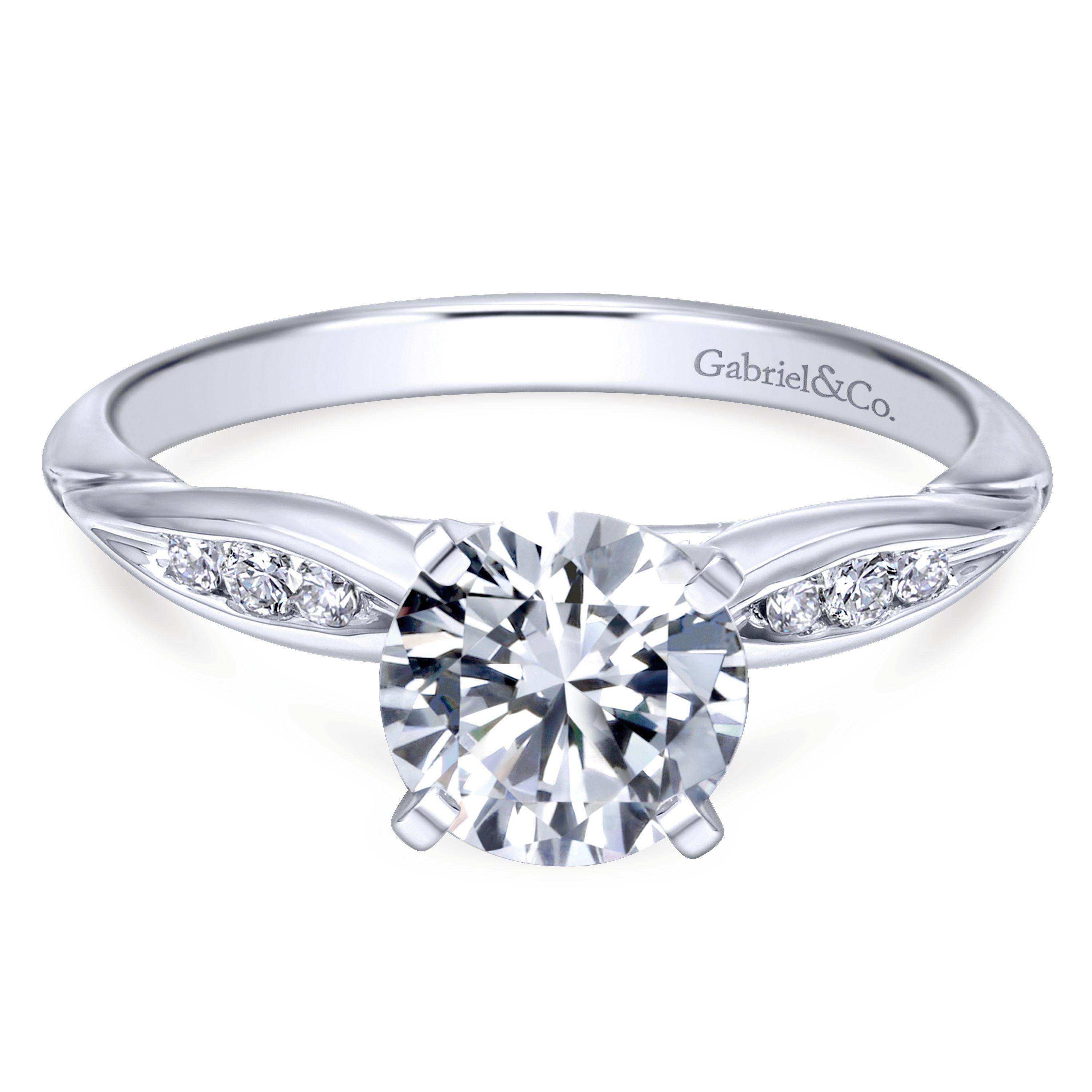 White Gold Sleek Logo - 14k White Gold Sleek Contemporary Engagement Ring - GabrielCoRings