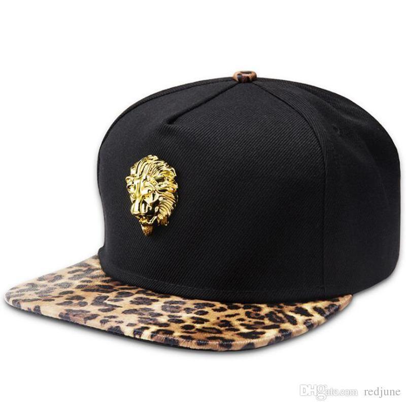 Men's Fashion Lion Logo - Tide Gold Lion Head Ball Caps Men Fashion Hip Hop Rapper Leopard ...