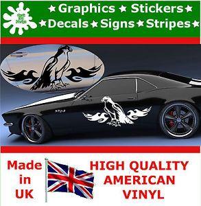 Side Flame Logo - 2 x Large Car Side Glory Eagle Flame Sticker Logo Graphic 4x4 Decal ...
