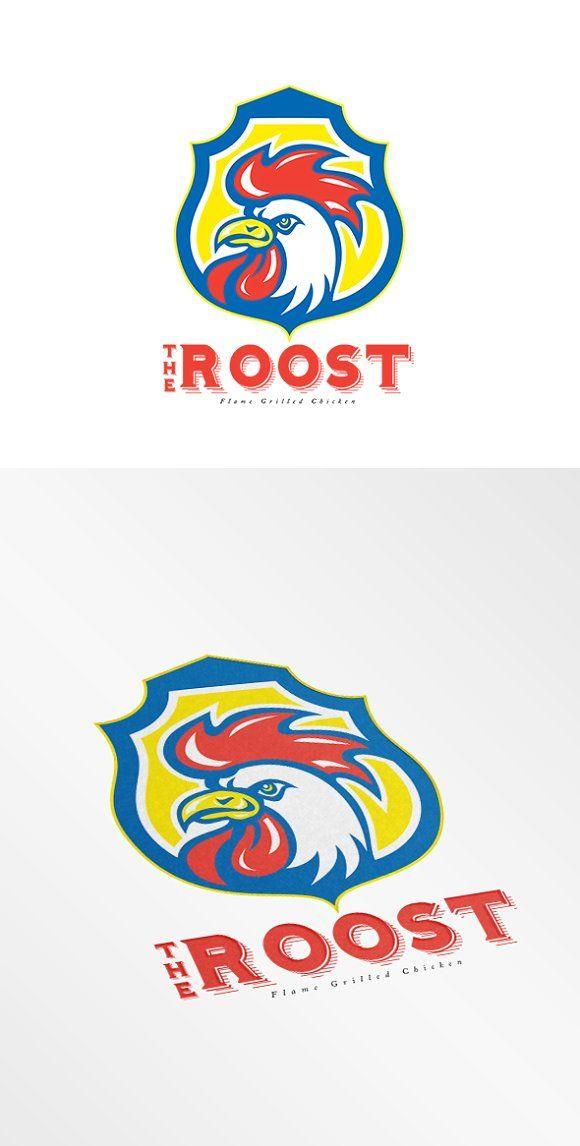 Side Flame Logo - The Roost Flame Grilled Chicken Logo ~ Logo Templates ~ Creative Market