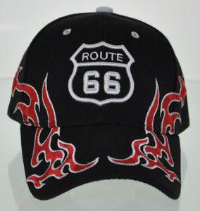 Side Flame Logo - NEW! US ROUTE 66 SIDE FLAME FULL EMBROIDERED BALL CAP HAT BLACK | eBay
