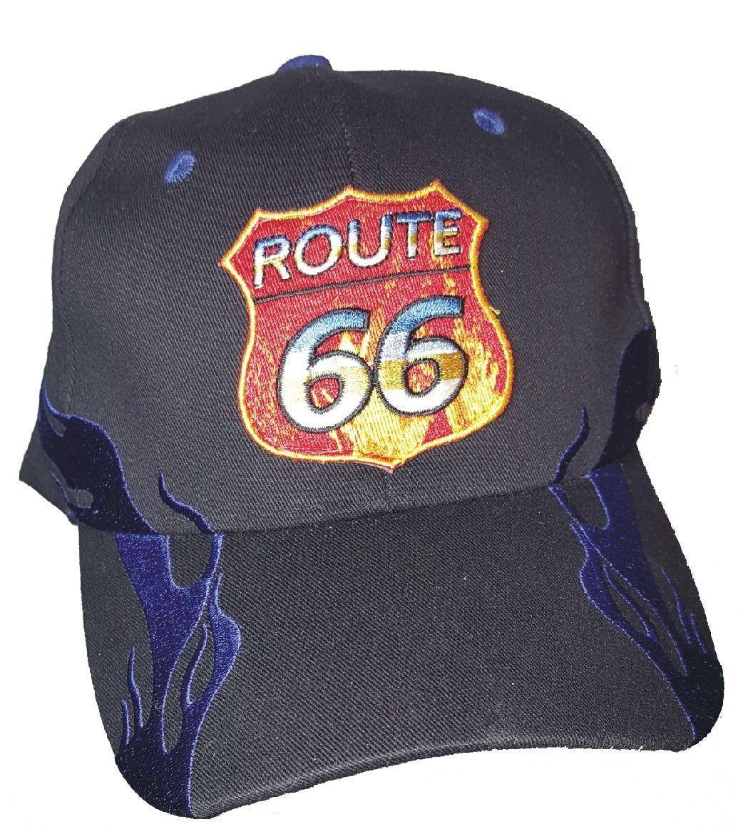 Side Flame Logo - Royal Blue side flame cap with ANY ROUTE 66 logo (but the ROUTE 66 ...