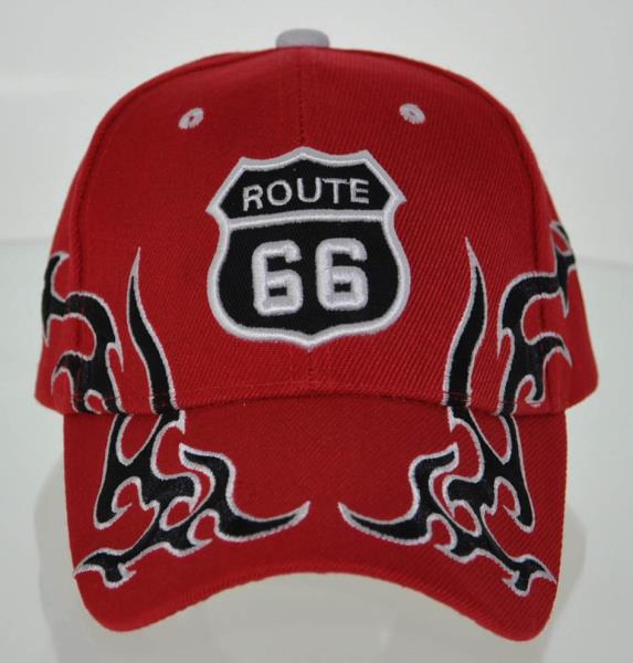 Side Flame Logo - NEW! US ROUTE 66 SIDE FLAME FULL EMBROIDERED BALL CAP HAT RED | eBay