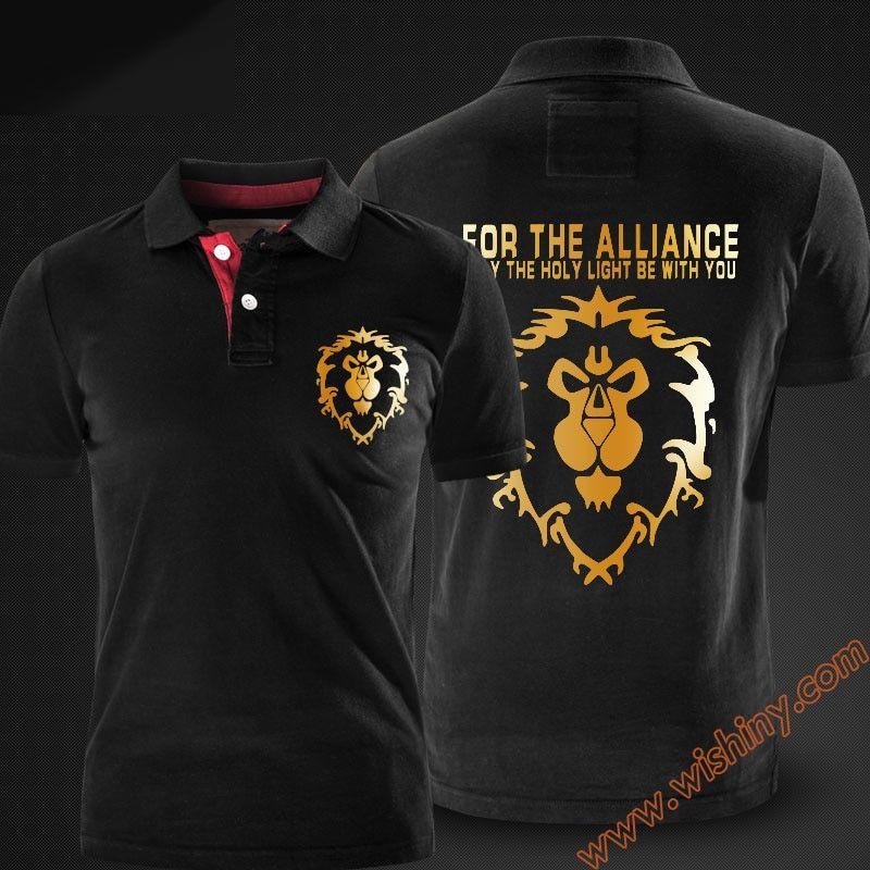 Men's Fashion Lion Logo - Cool WOW Alliance Golden Lion Logo Polo Shirts Men Short Sleeve Tops ...