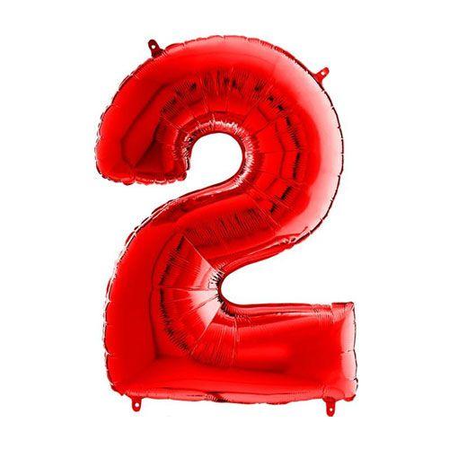 Red Number 2 Logo - 26 inch Red Number 2 Foil Balloon (1)