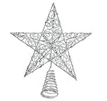 Stars in Circle Tree Logo - Amazon.com: Silver Glittered Wire Star Tree Topper Circle Pattern ...