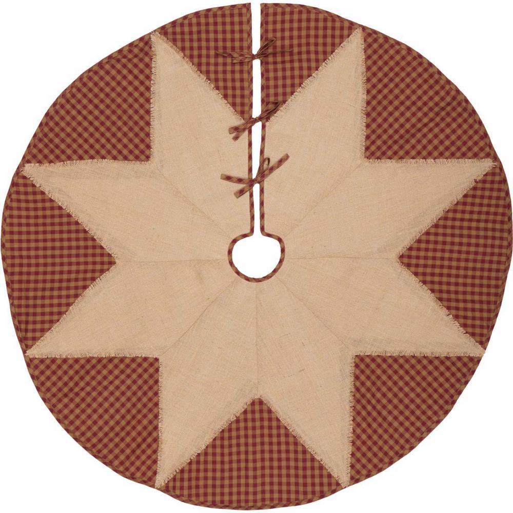 Stars in Circle Tree Logo - VHC Brands 55 in. Burgundy Check Red Primitive Christmas Decor Star