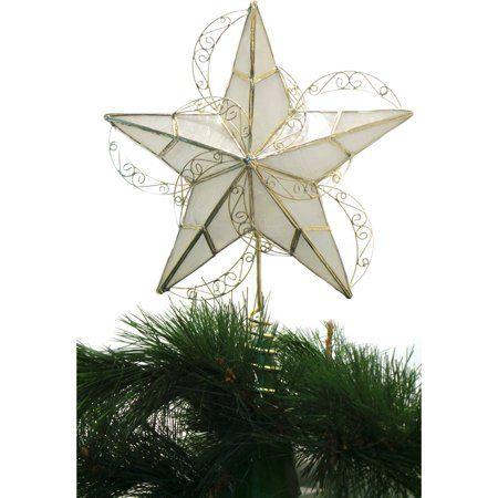 Stars in Circle Tree Logo - Holiday Time Christmas Ornaments Capiz Gold Circle Tree Topper