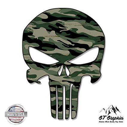Camo Skull Logo - Amazon.com : Punisher Skull Camo Pattern Sticker Waterproof