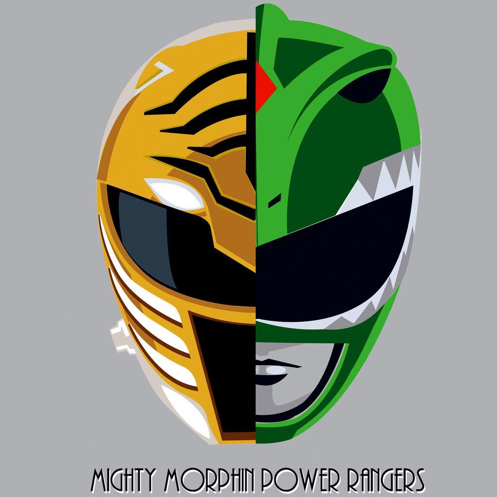 Green and White Face Logo - Power Rangers White-Green Ranger Face Off Official Mens Ladies T ...