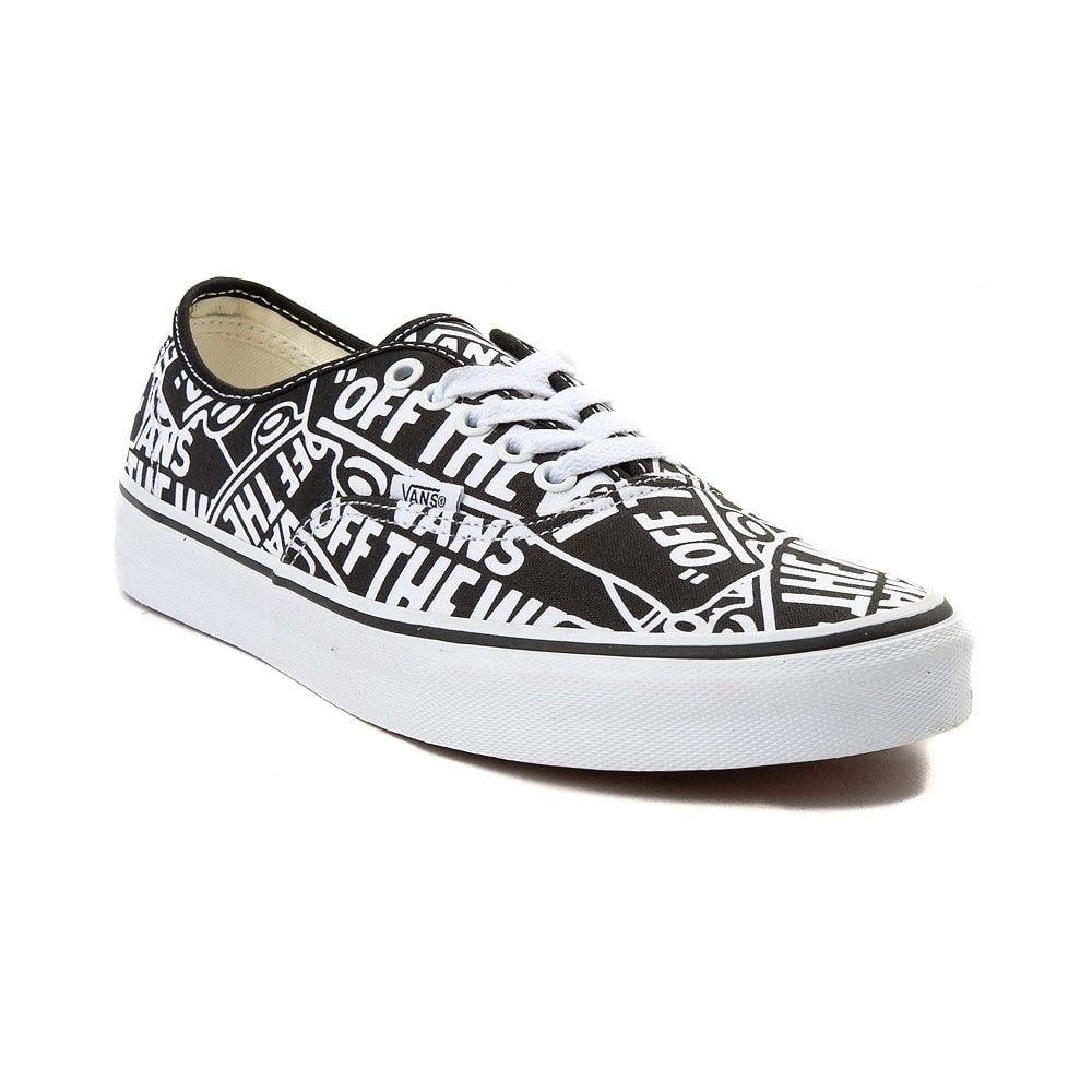 White Off the Wall Vans Logo - Vans Authentic Off The Wall Logo Skate Shoe - Black - 497343