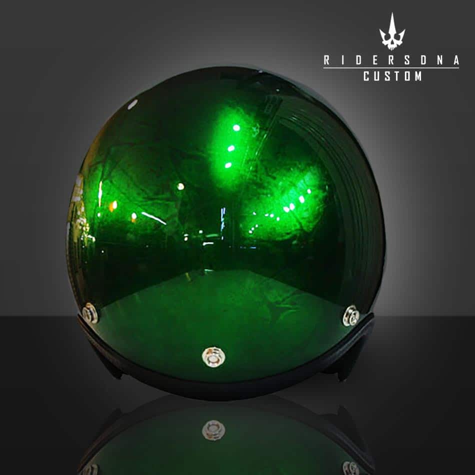 Green and White Face Logo - emerald green white black custom 3-4 jet hand paint airbrush helmet -  Riders DNA