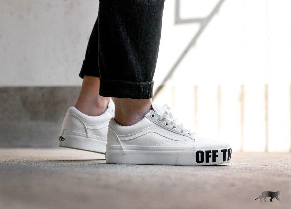 White Off the Wall Vans Logo - Vans Old Skool Platform *Off the Wall* (True White) | asphaltgold