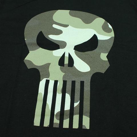 Camo Skull Logo - Marvel Comics The Punisher Camo Skull Logo Adult Black T-shirt ...