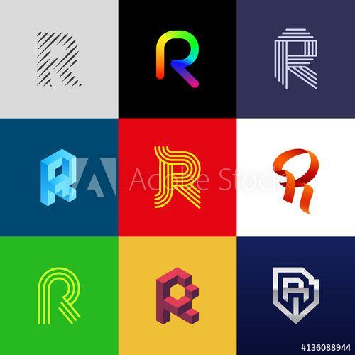 Big Red R Logo - Letter R big logo pack. Creative vector monograms. Striped, ribbon