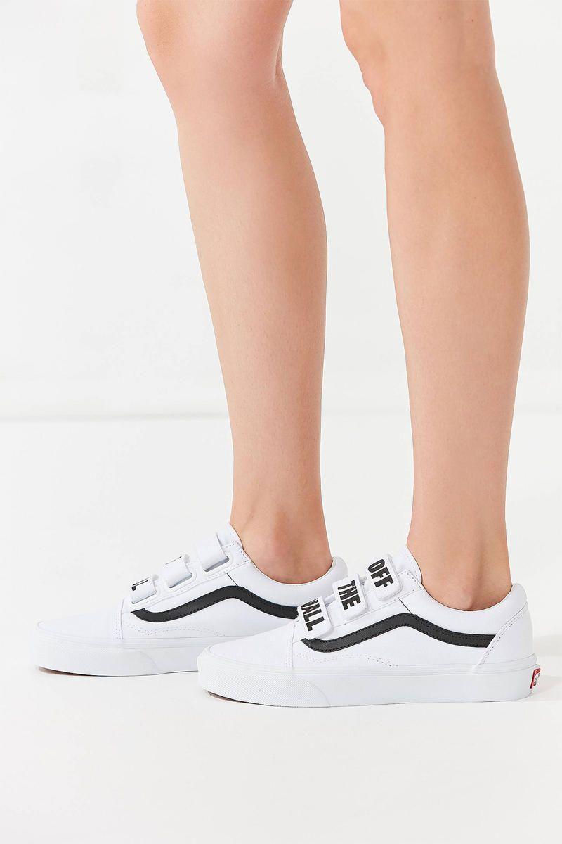 White Off the Wall Vans Logo - Vans Drop Graphic Logo Old Skool Velcro Sneakers | HYPEBAE