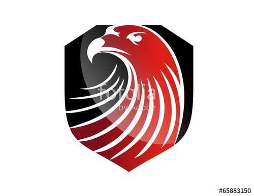 Black and Red Eagle Logo - hawk logo eagle symbol red head icon black emblem Stock image