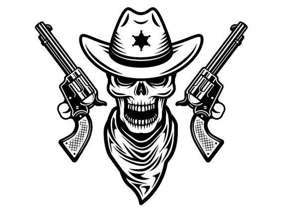 Gun Logo - Cowboy Logo 20 Gun Skull Weapon Pistol Revolver Western Hat | Etsy